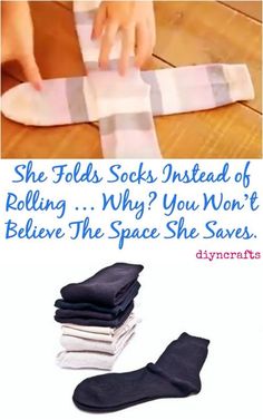 Space Saving Hack: Why Roll Socks When You Can Fold Them? {Video} How To Fold Sweaters, Roll Socks, Folding Socks, Folding Fitted Sheets, Space Saving Hacks, Packing Hacks Clothes, How To Fold Towels, Packing Clothes, Folding Laundry