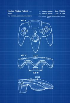 a blueprint drawing of a video game controller