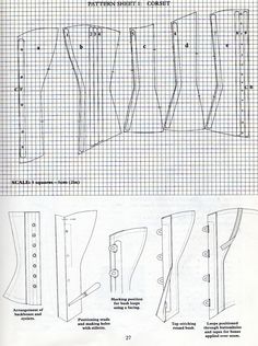 an image of sewing patterns and instructions for the top, bottom and bottom part of a jacket