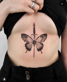 Butterfly Sternum Tattoo, Simple Tattoo With Meaning, Traditional Butterfly Tattoo, Tattoo 2023, Magic Runes, Moth Tattoo, Butterfly Tattoos, Sternum Tattoo, Butterfly Tattoo Designs