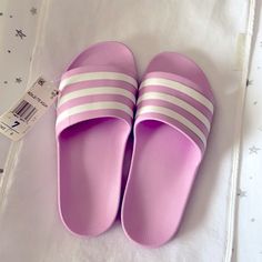 New With Tags. Color Is Lilac Purplish Pink Sold Out In Stores, Just Trying To Recover What I Purchased Them For. Adidas Sandals, Recovery Sandals, Womens Strappy Sandals, Adidas Floral, Adidas Baby, Adidas Slides, Adidas Purple, Flip Flops Style, Adidas Adilette