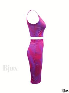 Bjux - Chic Tie Dye Co-ord Set: Crop Tank Top and Bodycon Skirt Ensemble, Womens Fashion Attire Purple Two-piece Set For Party, Purple Two-piece Party Set, Spring Stretch Purple Sets, Fitted Two-piece Purple Set, Spring Purple Stretch Sets, Trendy Purple Sets For Summer, Pink Casual Party Sets, Casual Pink Party Sets, Purple Sleeveless Sets For Summer