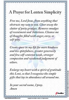 a prayer for lenten simplicity