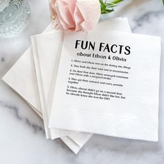 four napkins with fun fact written on them