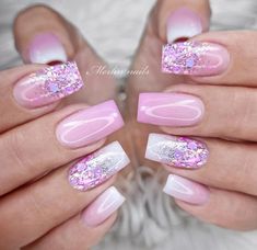 Pink Lilac Nails, Hexagon Nails, Nail Kits, Lilac Nails, Ombre Acrylic Nails, Ombre Nail Designs, Pretty Nail Art Designs