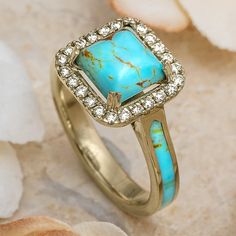 Turquoise Halo Engagement Ring Wedding Ring With Turquoise Stacker, Turqiouse Engagement Ring, Turquoise And Diamond Ring Engagement, Torquise Engagement Ring, Turquoise Wedding Rings Engagement, Turquoise Engagement Ring Diamond And, Engagement Ring Turquoise, Tourquise Ring, Native American Wedding Rings