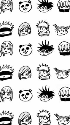 an image of various faces drawn in black and white