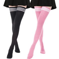 PRICES MAY VARY. Extra Long Thigh High Socks: The length from top to heel of the high thigh socks is about 27.56”, and the toe to the heel is about 7.48’’. 5’4” and about 160 lbs, so i have thick thighs, about 22” around and they fit,If needed you could wear a garter；6ft 1 with size 11 feet,go over my knees;5'4" 138 lbs and they come up to my mid-thigh. Elastic Material: These stretchy extra long thigh high socks are crafted from quality 80% acrylic, 15% spandex, 5% nylon, soft, flexible, comfor Thigh Hogh Socks, Cute Thigh Highs, High Thigh Socks, Plus Size Kawaii, Thigh Socks, Over Knee Socks, Striped Tights, Thigh High Socks, Thigh High Stockings