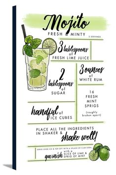 the mojito cocktail recipe poster