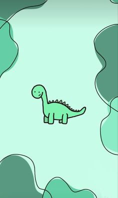 a drawing of a green dinosaur in the water