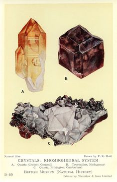 three different types of crystals are shown in this illustration