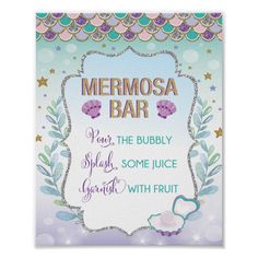 mermaid bar sign with the words mermaid bar on it's front and bottom corner