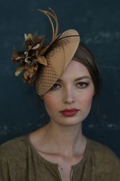 Lovely Light Beige Velour Fascinator with a Velvet Flower by DIVA HATS. Lovely light beige velour fascinator with a velvet flower. Women head accessories for weddings, routs, parties, derby. Ready-to-wear hats that respond to all the latest trends in fashion. Fascinator hats are highly detailed accessories that accentuate your outfits with a subtle charm and elegance. It resembles a hat but is much smaller and unpretentious. This is very comfortable - one size fascinator holds on a headband Elegant Flower Headpiece For Kentucky Derby, Elegant Cream Flower Fascinator, Elegant Handmade Flowers Fascinator, Elegant Flower Headpieces For Kentucky Derby, Elegant Fitted Flower Headpieces, Handmade Flowers Fascinator For Formal Occasions, Elegant Fitted Flower Costume Hats And Headpieces, Elegant Flower Shape Fascinator For Races, Elegant Flower Fascinator For Royal Ascot