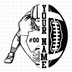 a football player with the words your name in black and white on a grid background