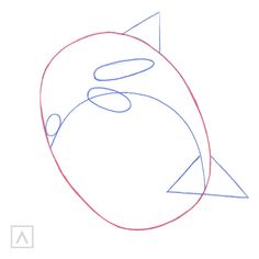 a drawing of a fish with an arrow on it's head and the letter c in