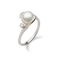 14K white gold ring One round Akoya Pearl, 8mm One faceted round Diamond totaling 0.04 carats, total weight Ring sizes 4-9 Additional ring sizes may be available Contact us Due to their nature, no two pearls are alike. Pearls will vary in color, shape and overtone. Dimples, birthmarks, surface imperfections may be present and speak to their nature making each pearl unique. Maui Divers Jewelry offers extended sizing which may be subject to an additional cost. Any subsequent resizes after purchase Akoya Pearl Ring, White Pearl Ring, Ring With Diamond, Akoya Pearls, White Gold Band, Jewelry Repair, 14k White Gold Ring, Natural Pearls, White Pearl