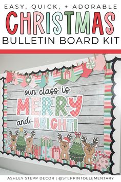 an easy christmas bulletin board with the words merry and bright on it