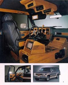 the interior of a vehicle with wood trim