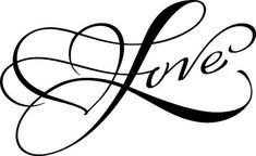 the word love written in cursive writing