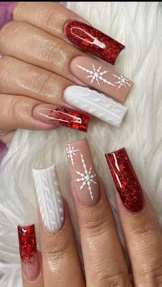 December Nails, Christmas Gel, Red Christmas Nails, Winter Nails Acrylic, Cute Christmas Nails, Christmas Nails Easy, Christmas Gel Nails, Nails Easy, Christmas Nails Acrylic