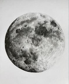 a drawing of the moon in black and white