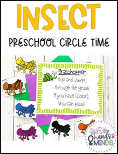 an insect preschool circle time activity with the words insect on it and pictures of animals