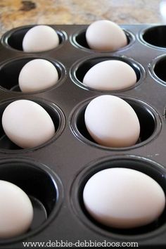 an egg in a muffin pan ready to be baked with the rest of the eggs