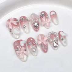 10Pcs Pink Almond Handmade Press on Nails Bow Fake Nails with Rhinestone Decoration Wearable Stick-on Nails False Nail feature1: Acrylic False Nails feature2: Acrylic Nail Tips feature3: False Nail Tips feature4: nail supplies for professionals feature5: fake nails press on feature6: nail art feature7: Nail Tips feature8: nails set press on feature9: Geometry Fake Nails Brand Name: Qsezeny Model Number: False Nails Quantity: 10Pcs Item Type: False Nail Material: Acrylic Size: none Application: Finger Hign-concerned Chemical: None Number of Pieces: COMBO Nail Length: as shown Nail Width: as shown Type: Full Nail Tips Choice: yes semi_Choice: yes Nails Colourful, Fake Nails Almond, Long Press On Nails, Nails 3d, Nails Press, Manicure Tips, Nail Type, Nails Set, Pink Gradient