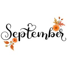 the word september written with autumn leaves