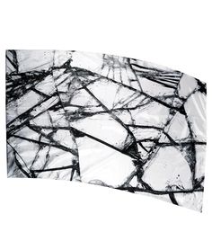 an abstract black and white painting with lines in the middle, on a white background