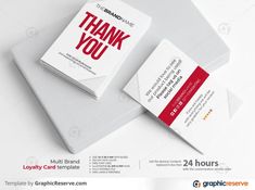 two business cards with the words thank you on them