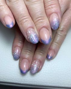 Purple French Short Christmas Nails Formal Manicure, Short Winter Nail Designs, Christmas Nails Purple, Purple Christmas Nails, Purple Winter Nails, Short Christmas Nails, Christmas Nail Design, Lime Green Nails