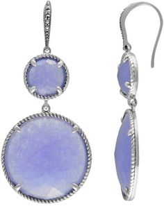 Lavish by TJM Sterling Silver Lavender Jade Halo Drop Earrings - Made with Swarovski Marcasite Formal Lavender Earrings, Wedding Yellow, Lavender Jade, Diamond Anniversary, Jade Stone, Stunning Earrings, Anniversary Wedding, Modern Jewelry, Halo