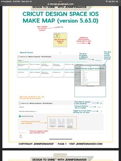 an image of a computer screen with the text cricut design space to make map version