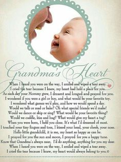 a framed poem with a baby's face next to it