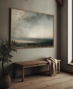 Large Vintage Seascape Oil Painting Coastal Waves Oil Painting Moody Ocean Waves Bedroom Artwork Above Bed, Moody Inspiration, Moody Landscape Painting, Sea Landscape Painting, Artwork Above Bed, Vintage Landscape Art, Rustic Coastal, Sea Landscape, Room Painting