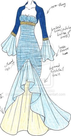 a drawing of a woman's dress from the movie, beauty and the beast