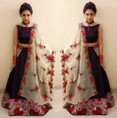 Designer Lahangas, Kalamkari Kurta Designs, Ethnic Lehenga, Blouse Lehenga, Erica Fernandes, Niti Taylor, Bollywood Outfits, Choli Designs, Lehenga Blouse