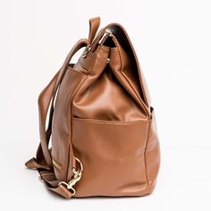 Everyday Leather Backpack With Gold-tone Hardware, Elegant Leather Backpack With Gold-tone Hardware, Luxury Leather Backpack With Gold-tone Hardware, Meeting Women, Brown Leather Backpack With Gold-tone Hardware, Mom Backpack, Brown Leather Backpack With Anti-theft Pocket, Large Water Bottle, Stylish Diaper Bag