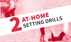 two people are doing exercises in front of a brick wall with the words, at - home setting drills