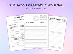 the moon printable journal with three pages