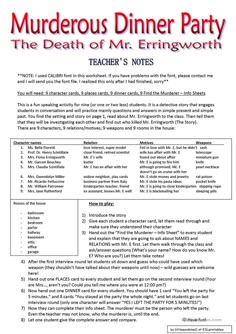 Murderous Dinner Party - ROLEPLAY - Conversation Cards - 7 Pages - English ESL Worksheets for distance learning and physical classrooms Forensic Biology, Detective Stories, Instruções Origami