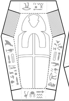 an open box with egyptian writing on the front and side, it is cut out to show