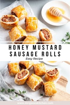 honey mustard sausage rolls are an easy and delicious appetizer to serve on the table