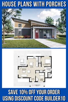 two bedroom house plans are on sale for $ 10, 000 and they have the same floor