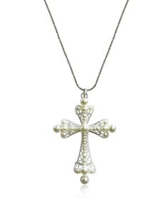 PEARL CROSS NECKLACE Pearl Cross Necklace, Silver Chains, Brass Pendant, Pearl Studs, Silver Pearls, Ring Necklace, Cross Pendant, Sterling Silver Chains, Silver 925