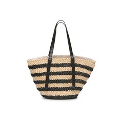 Crown Vintage-Stripe Tote Show off beachy vibes with the Stripe tote from Crown Vintage. Featuring a classic design with a thick, woven construction for durable yet stylish appeal. Spring Black Straw Beach Bag, Striped Beach Bag For Everyday Summer Use, Striped Travel Bags For Summer, Black Beach Bag For Vacation, Casual Striped Rectangular Straw Bag, Summer Beach Tote With Striped Lining, Summer Beach Bag With Striped Lining, Striped Tote Bag For Summer, Casual Vacation Bags With Striped Lining