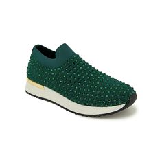 Kenneth Cole Reaction Cameron Jewel Jogger Slip-On Sneaker  Put some sparkle in your step! This slip-on jogger is the perfect mix of fashion and comfort. With a beautiful, bedazzled upper and durable foam padding, it's a fun, stylish choice for your active lifestyle. Functional Green Slip-on Sneakers, Casual Green Slip-ons With Textured Sole, Casual Green Slip-on Sneakers With Cushioned Footbed, Green Slip-on Synthetic Sneakers, Green Synthetic Slip-on Sneakers, Fashion Shoes Sneakers, Black Brick, What A Girl Wants, Socks And Heels