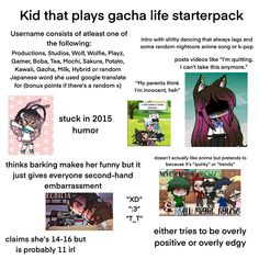 an advertisement for the upcoming anime series, titled kid that plays gacha life starterpack