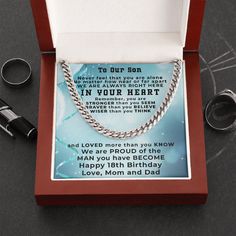 Gift for Son 18th Birthday Love Mom and Dad Thick Chain Necklace I Am Always Right, Sons Graduation, Thick Chain Necklace, Moon Gifts, Cuban Link Chain Necklaces, 18th Birthday Gifts, 21st Birthday Gifts, Classic Necklace, Link Chain Necklace